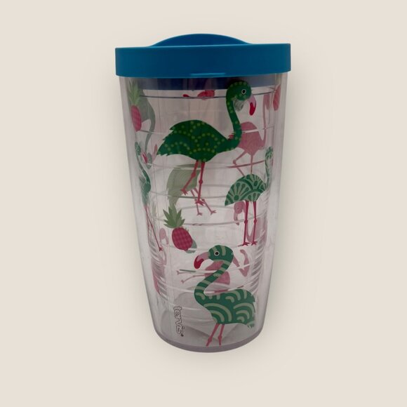 Tervis 16oz Flamingo Pattern Insulated Tumbler With Blue Lid New - Picture 4 of 6